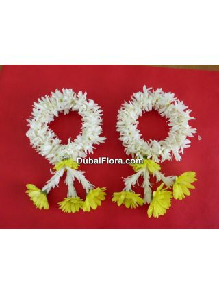 Fresh Floral Gajra Bracelet – White Tuberose & Yellow Chrysanthemums