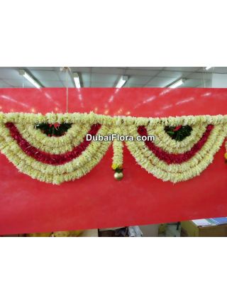 Fresh Flower Toran White Maroon White Green For Diwali, Weddings Occassions - Dubai