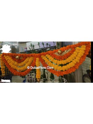 Multi Coloured Fresh Flowers Toran For Diwali In Dubai Mariegold, Jasmine 