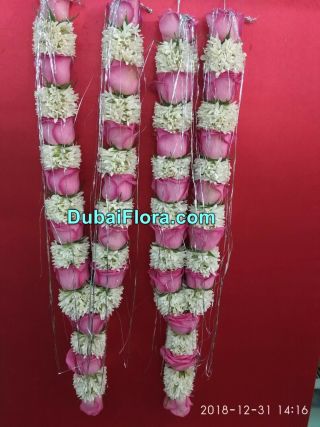 Pair of Tuberose and Pink Roses Garland