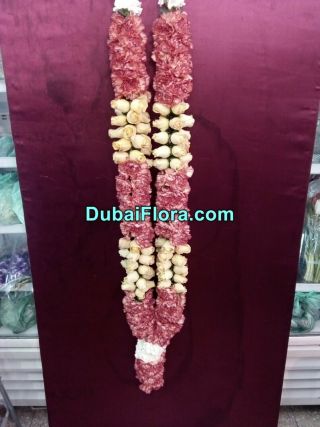 Pink Carnation and White Roses Garland