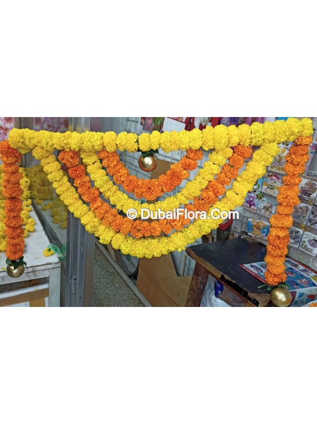 Dubai Fresh Flower Toran Yellow Orange Golden Diwali decoration For Home Shop Showroom
